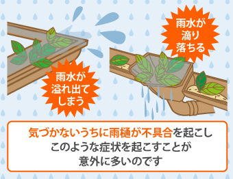 雨樋の不具合で起こる症状