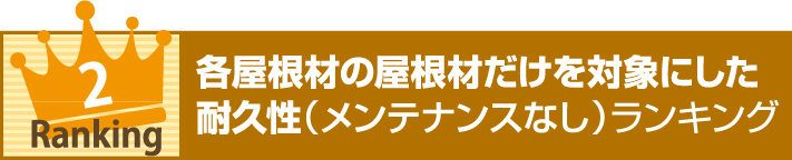 各屋根材の屋根材だけを対象にした 耐久性（メンテナンスなし）ランキング