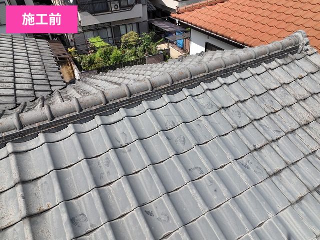 葺き替え施工前瓦屋根のさいたま市岩槻区の戸建て