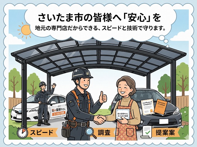 カーポート屋根工事は街の屋根やさんさいたま大宮店にご相談ください