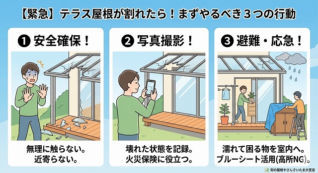 テラス屋根が破損したらとるべき行動