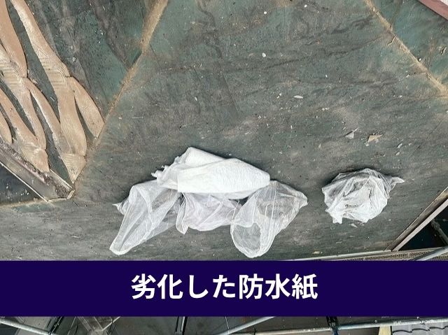 劣化した防水紙