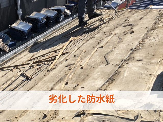 劣化した防水紙