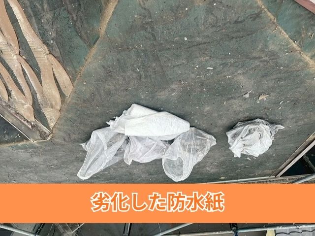 劣化した防水紙