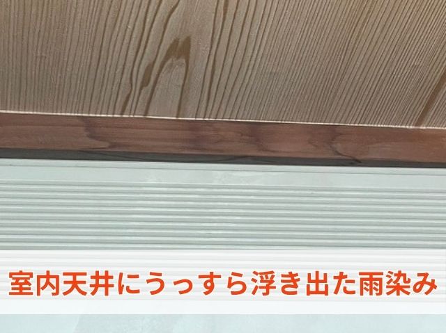 室内天井にうっすら浮き出た雨染み