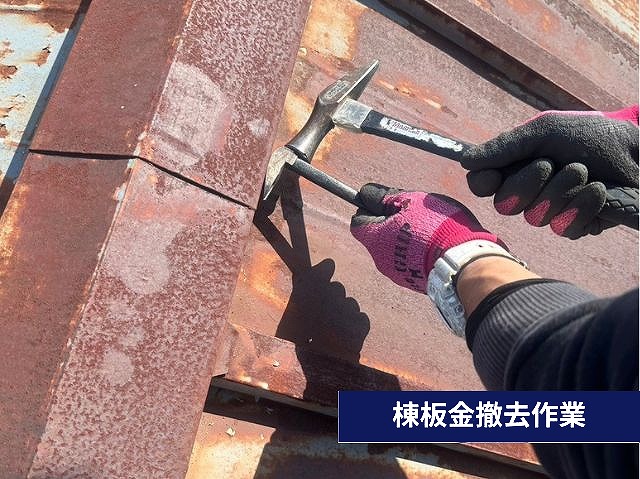 棟板金撤去作業