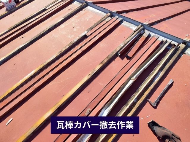 瓦棒カバー撤去作業 (2)