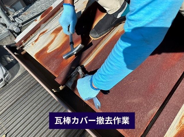 瓦棒カバー撤去作業 (2)